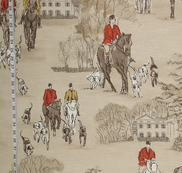 ORANGE GOLD HORSE HUNT FABRIC 