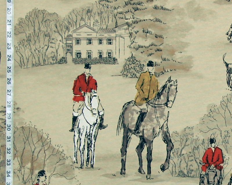 EQUESTRIAN HORSE HUNT FABRIC 