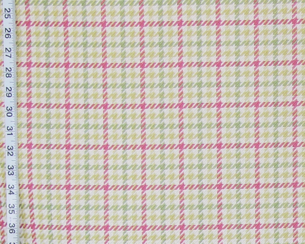 5 YARDS P KAUFMANN EUREKA SPRING PINK GREEN HOUNDSTOOTH PLAID FABRIC OUTLET 