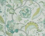 Indienne fabric Jacobean floral aqua blue gold Remnant- 25"