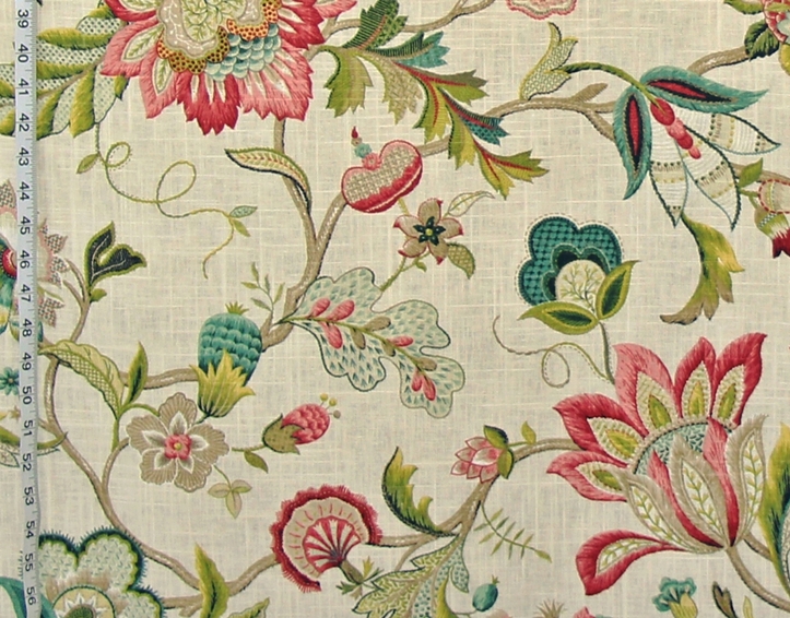 RASPBERRY PINK JACOBEAN FABRIC