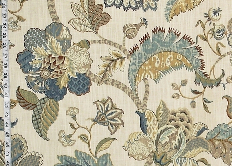 Innne Fabric Jacobean Fl Blue Gold Taupe Baronial From Brick Innne Fabric Jacobean Fl Blue Gold Taupe Baronial