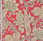 Indienne red paisley fabric mosaic watercolor