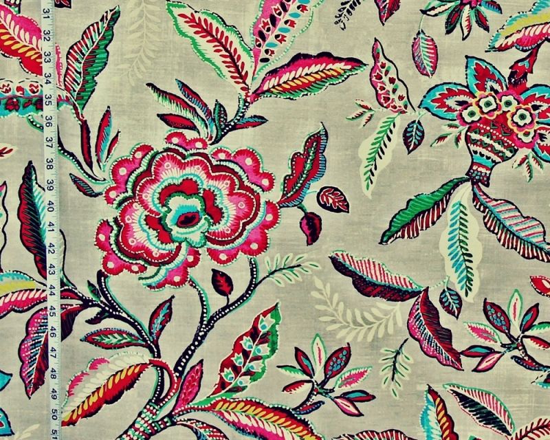 Pink Green Indienne Floral Fabric