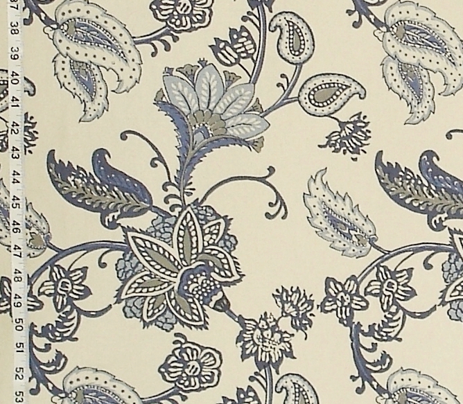 BLUE GREY INDIENNE PAISLEY FABRIC