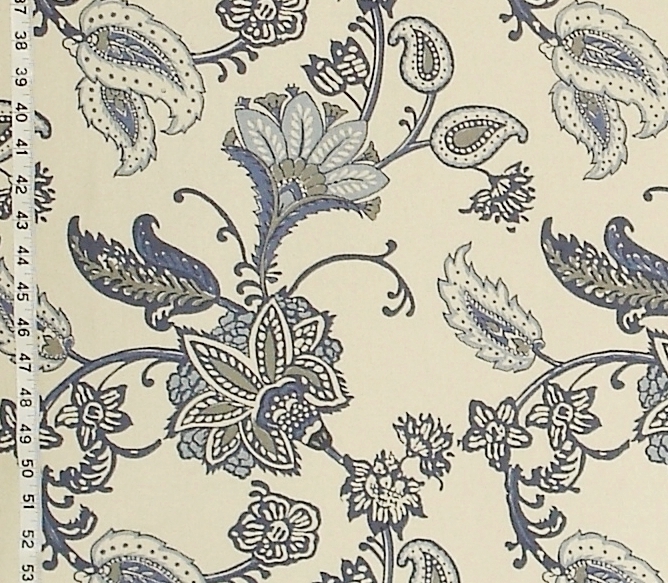 BLUE GREY PAISLEY FABRIC