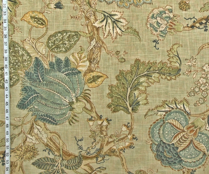 INDIENNE FABRIC VINTAGE BLUE TAN 