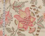 Pink rose floral Indienne fabric sage Tree of Life linen Remnant-42"