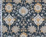 Gray indigo blue Arts and Crafts rug Craftsman gold Baronial