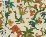 Jungle fabric monkey elephant sloth porcupine whimsical
