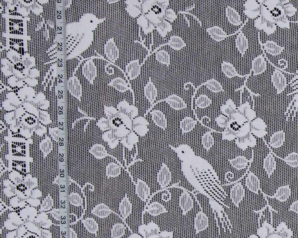 Bird Roses Nottingham Lace Curtain Fabric White From Brick House