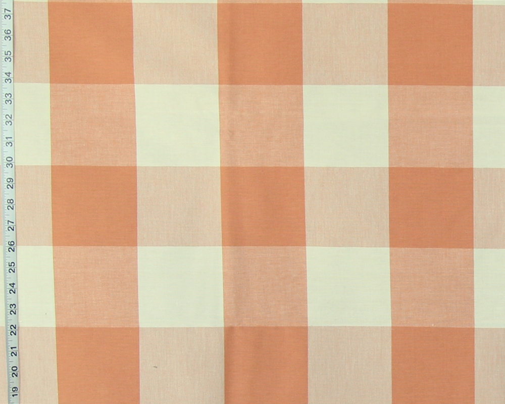 Salmon Orange buffalo check fabric