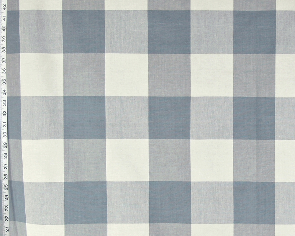 4" large French blue buffalo check fabric-  soft blue