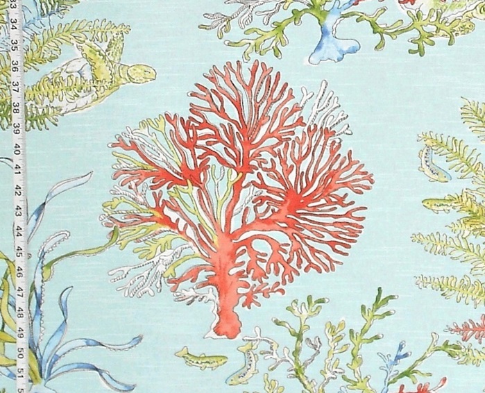 AQUA CORAL TURTLE REEF FABRIC