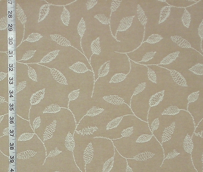 Tan Embroidered Leaf Fabric