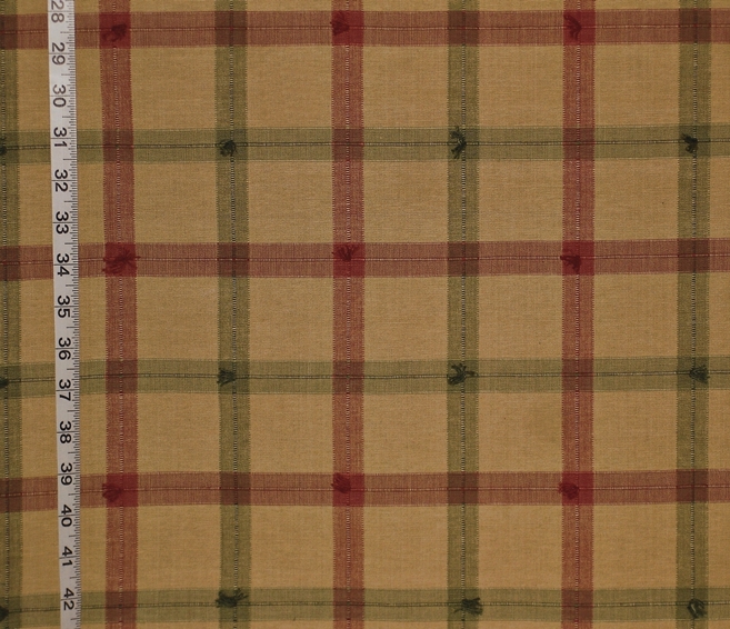 RED GREEN GOLD MADRAS PLAID FABRIC