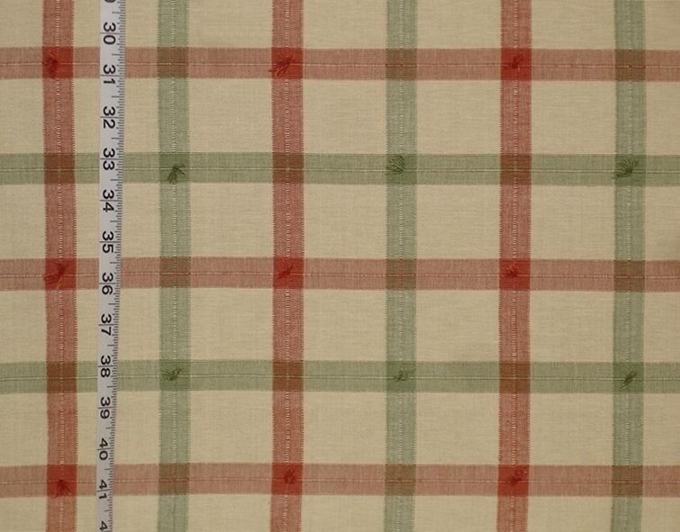 TERRACOTTA GREEN WINDOWPANE PLAID FABRIC