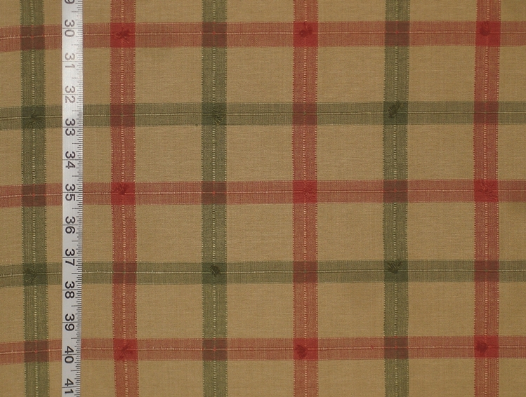 ORANGE GREEN GOLD MADRAS PLAID FABRIC