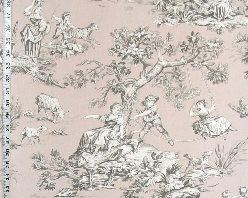 MAUVE PINK COUNTRY TOILE FABRIC