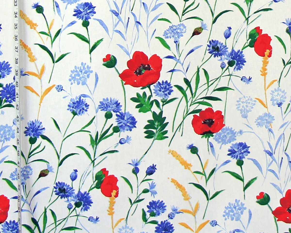 MID CENTURY POPPY MEADOW FABRIC