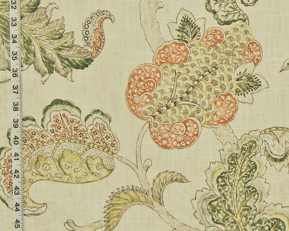 Orange Indienne Leaf Fabric