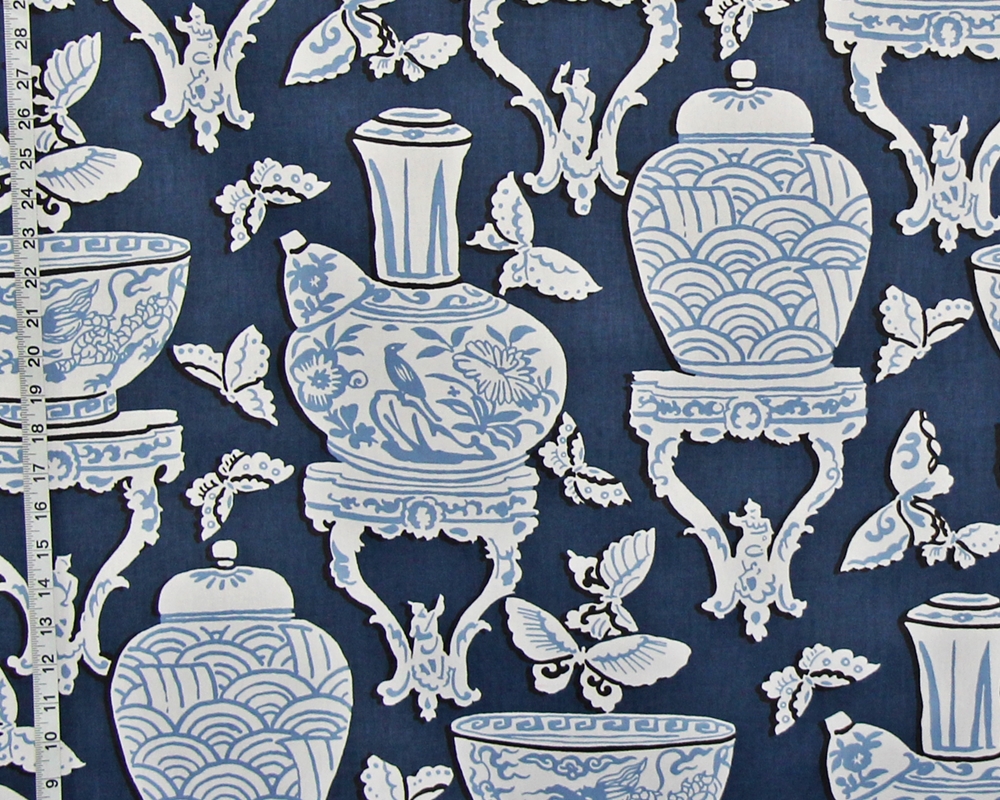 BLUE ORIENTAL POT FABRIC