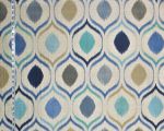 Indigo blue ikat fabric aqua oval upholstery