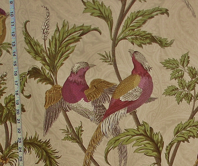 Violet and Gold Bird Fabric