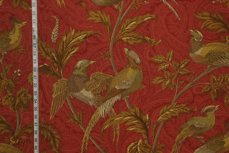 Red Paisley Bird Fabric