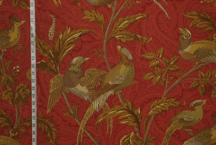 RED PAISLEY PHEASANT FABRIC