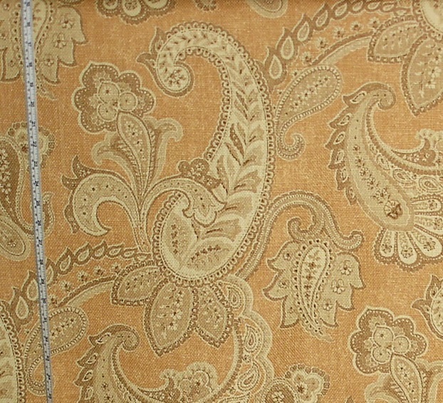 Orange paisley fabric mid-century upholstery from Brick House Fabric:  Novelty Fabric