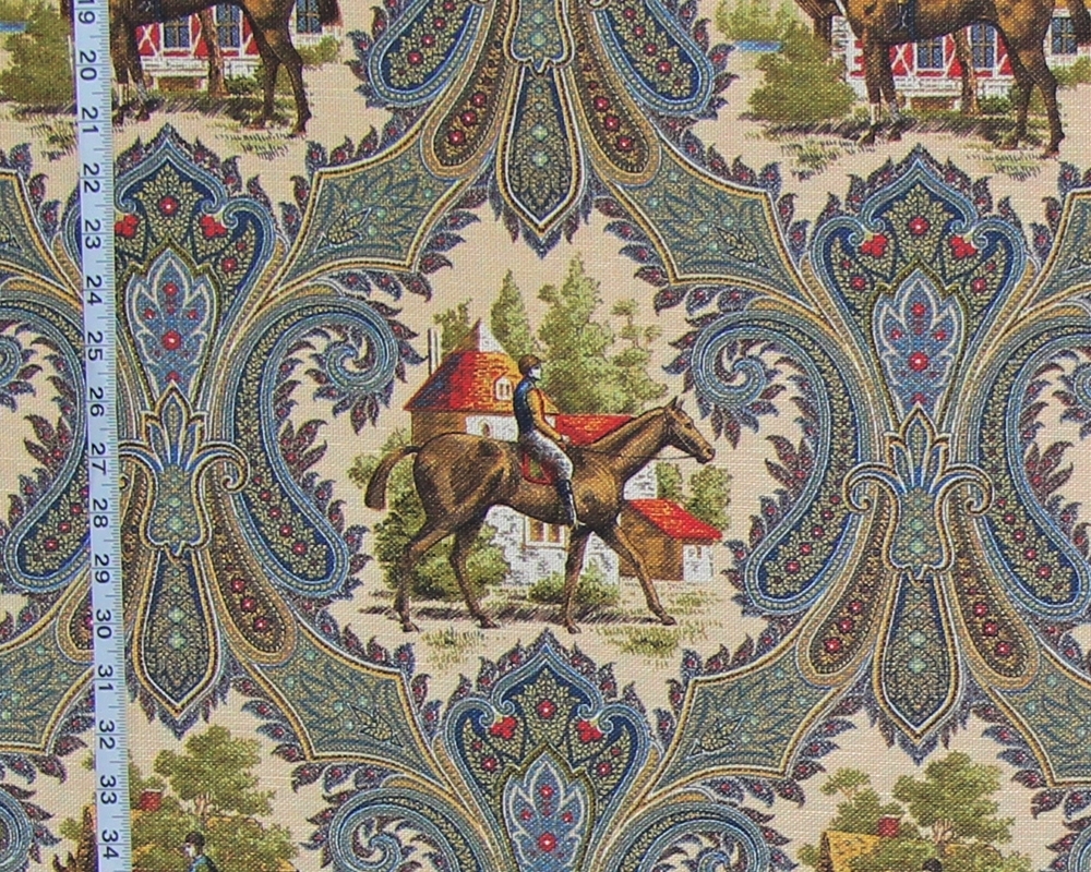 LINEN PAISLEY HORSE FABRIC 