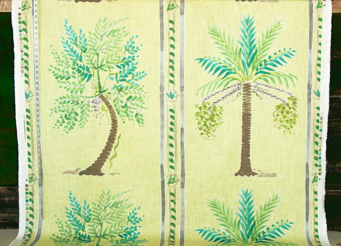 YELLOW TROPICAL PALM TREE FABRIC