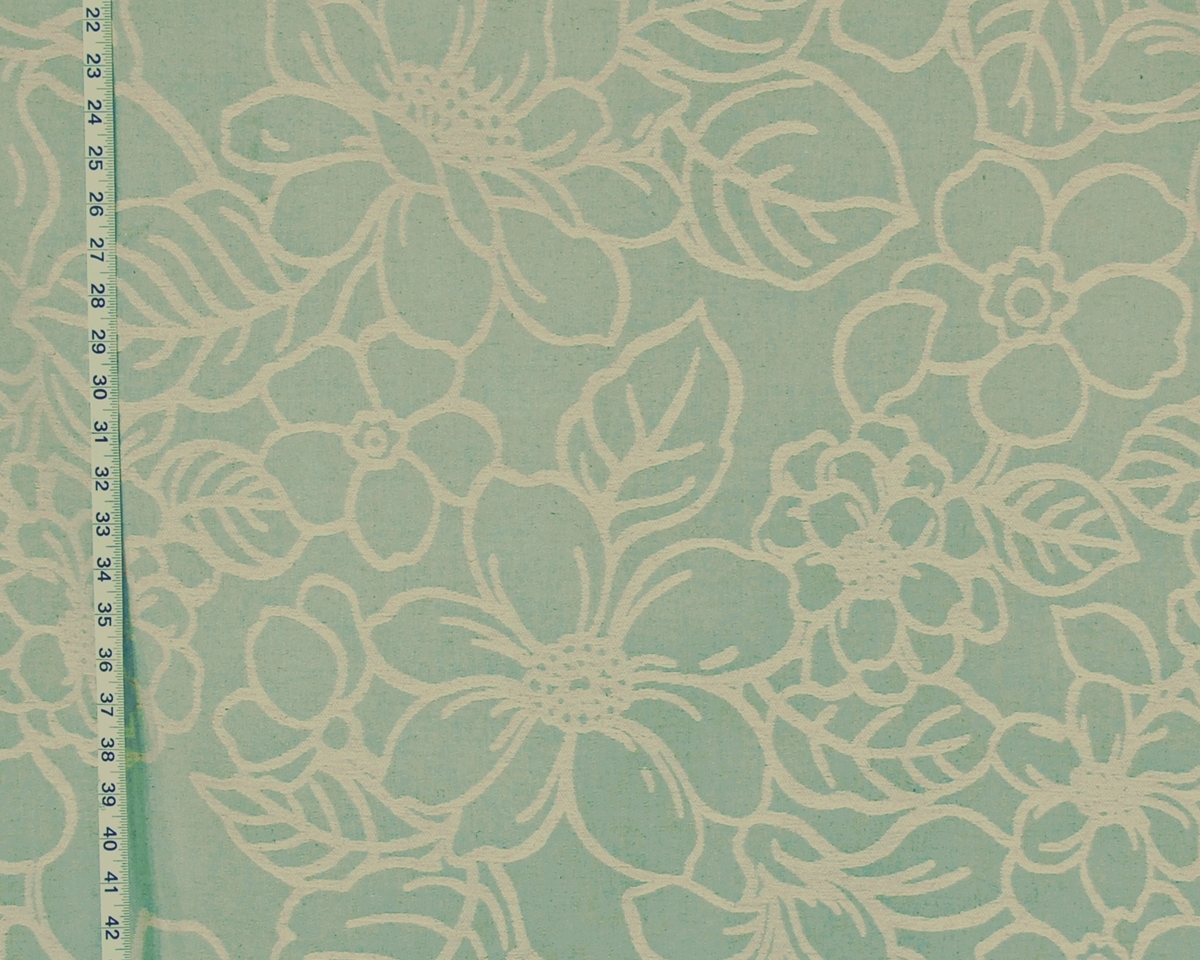 Aqua blue woven floral fabric Clarence House Patraia