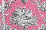 Pink rooster toile fabric French chicken