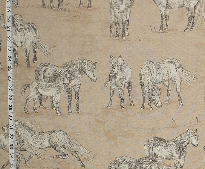 Horse pony toile fabric