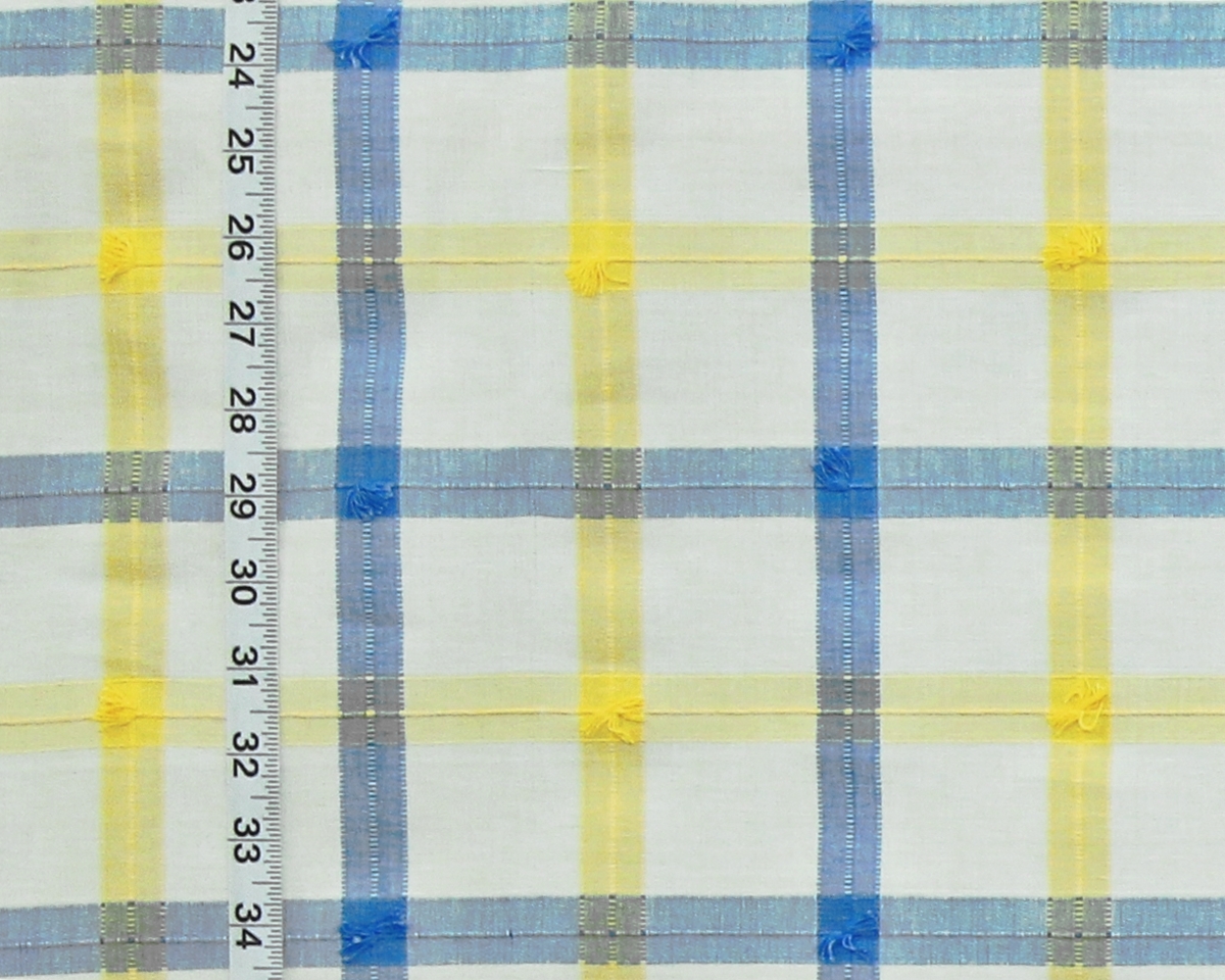 BLUE YELLOW PROVENCE WINDOWPANE PLAID FABRIC