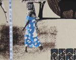 African fabric Africa  elephant giraffe blue R- 36"