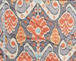 Orange ikat fabric grey aqua yellow Ikat Remnant- 21"