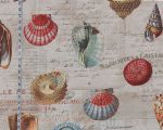 Shell fabric French letters document print travel Remnant-2 1/2 yds x 27"