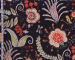 Bird garden fabric whimsical Tree of Life night linen Remnant-18"