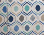 Blue ikat fabric aqua oval upholstery Remnant- 24"