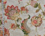 Orange Indienne fabric Jacobean beige toile fruit linen Remnant- 27"