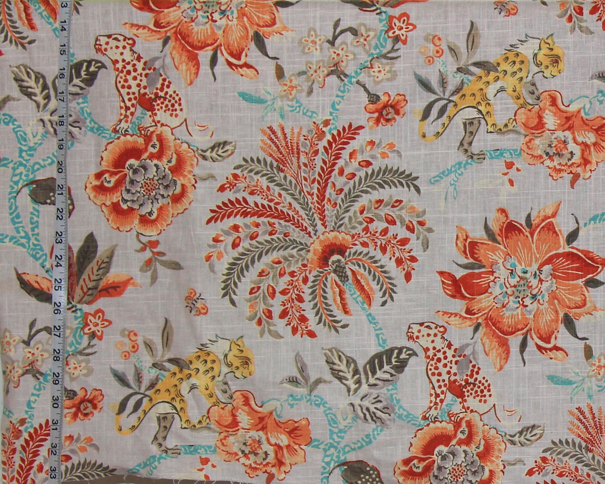 ORANGE GREY LEOPARD BEAST FABRIC