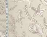 Seahorse fabric ocean reef brown toile tan Remnant 34"