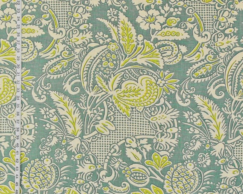 Clarence House fabric mid-century Asian garden blue linen