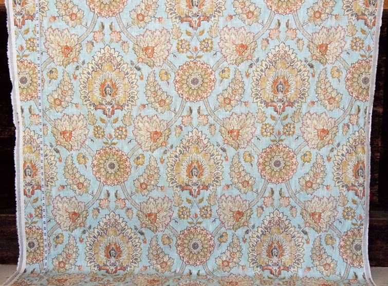 BLUE ORANGE CRAFTSMAN RUG FABRIC