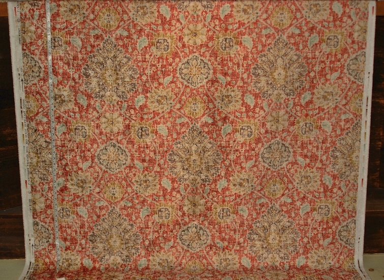 Persian Rug Fabric in Orange