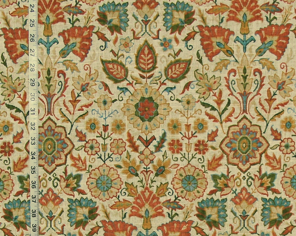 ORANGE BLUE CRAFTSMAN RUG FABRIC