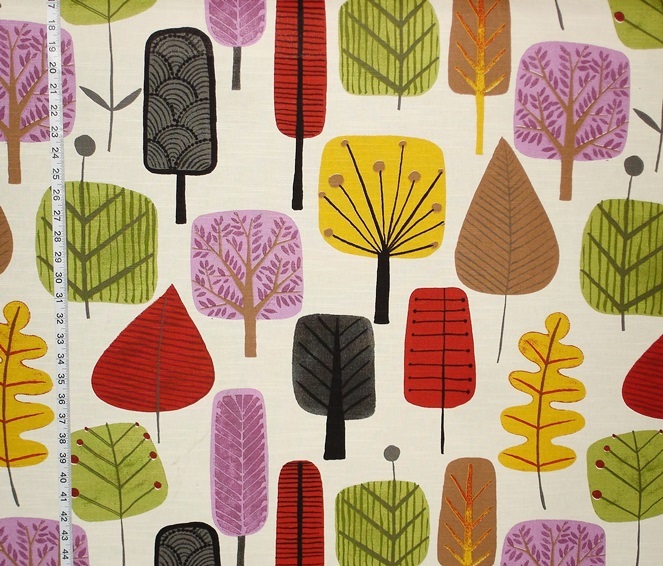 Retro Scandinavian Tree Fabric